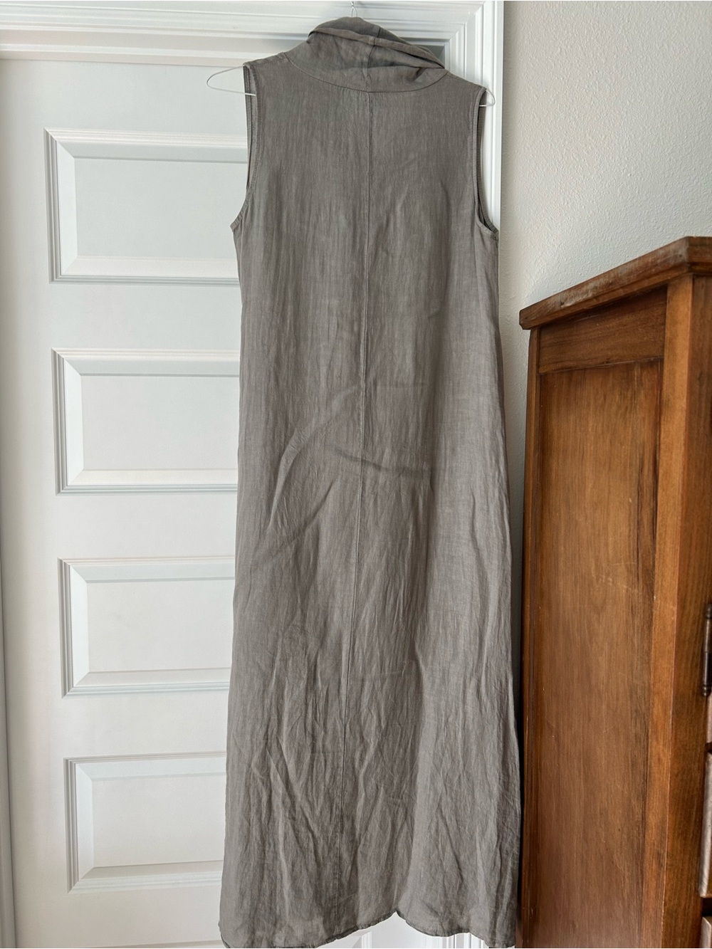 Francesca Bettini Linen Sleeveless Cowl Neck Maxi Dress in Gray - Picture 4 of 5